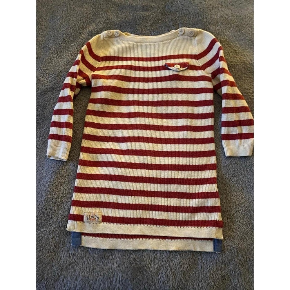 Polo Ralph Lauren Girls Toddler Dress 2 T Striped Knit Pullover s3